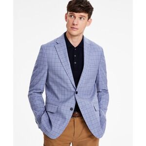 Tommy Hilfiger Blazer Mens 38S Blue Plaid TH Flex Two Button Sport Coat  NWT‎